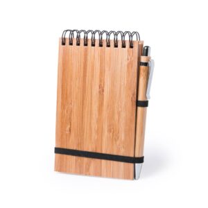 Conjunto de caneta e bloco de notas A6 de bambu