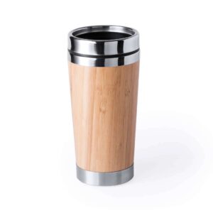 Copo reutilizável de bambu e aço inoxidável