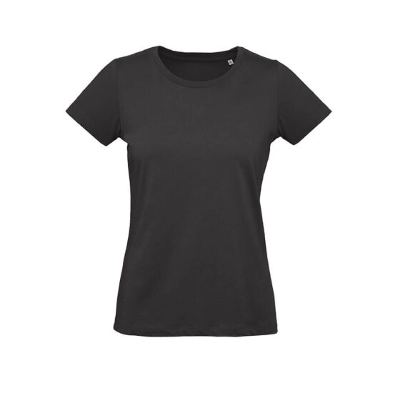 T-shirt de senhora preta de algodão orgânico