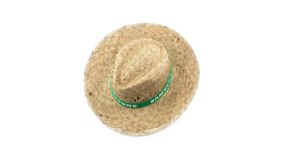 cimo de chapéu de palha com fita verde
