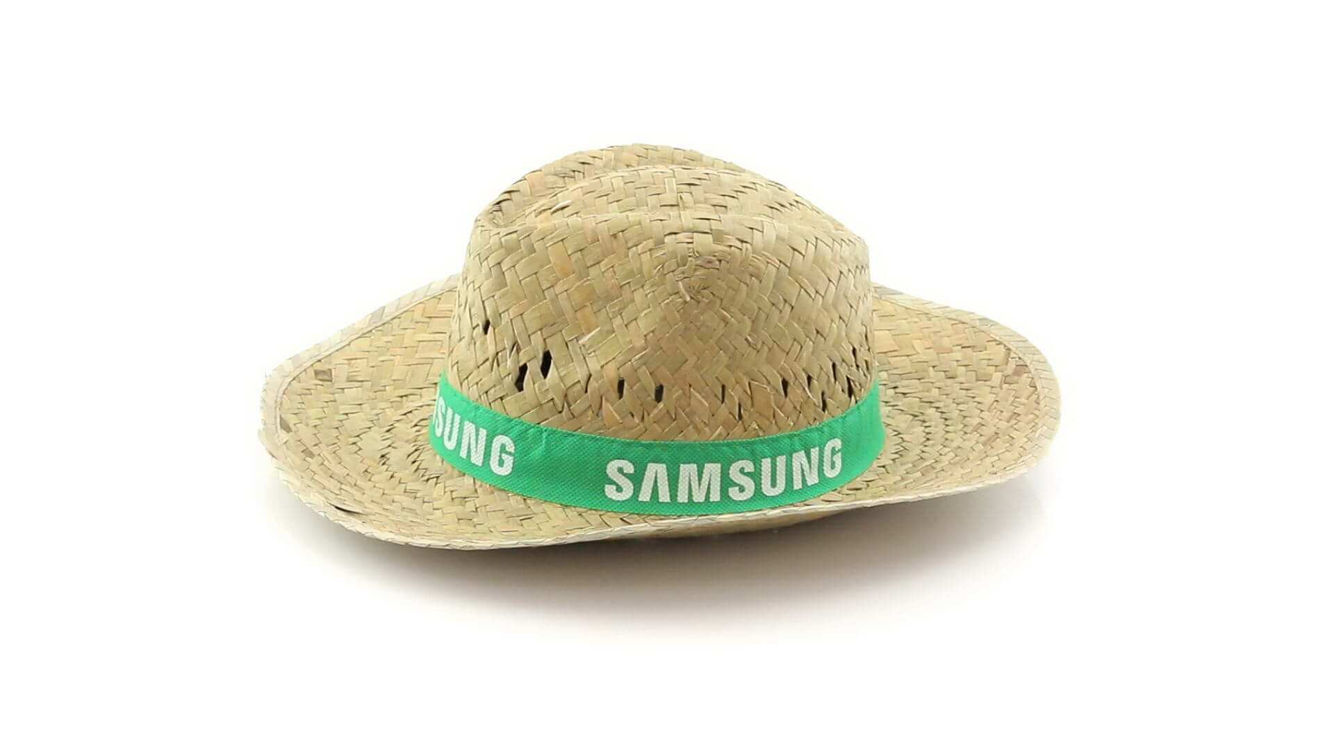 lateral de chapéu de palha com fita verde