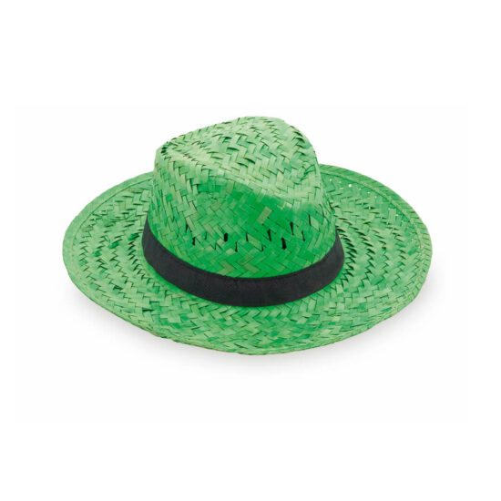 chapéu de palha verde com fita preta
