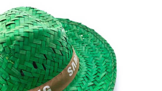 pormenor de chapéu de palha verde