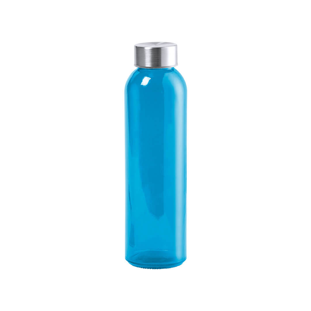 garrafa azul de vidro cristal reutilizável