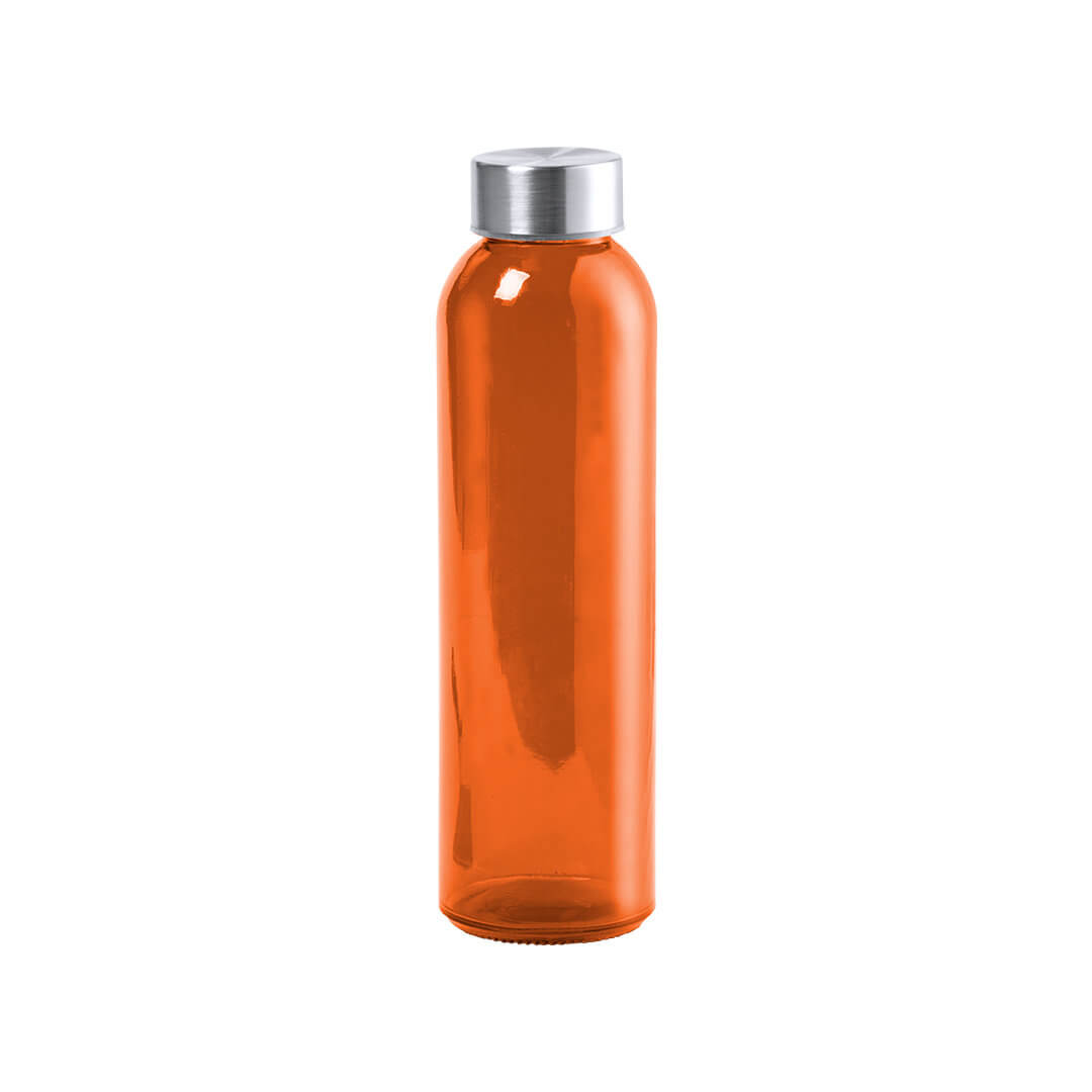 garrafa laranja de vidro cristal reutilizável