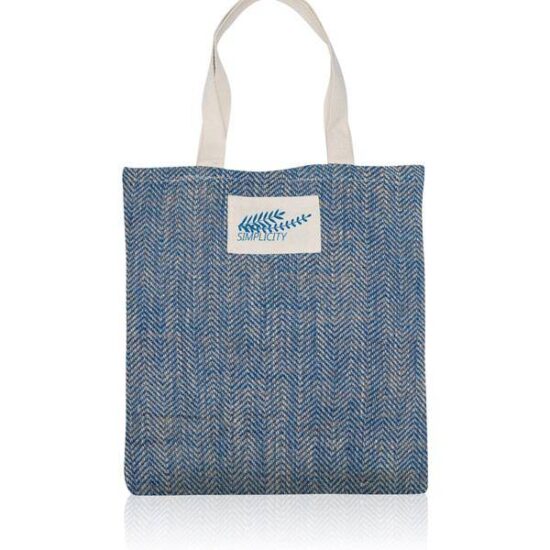 saco azul de juta com alças de algodão personalizado