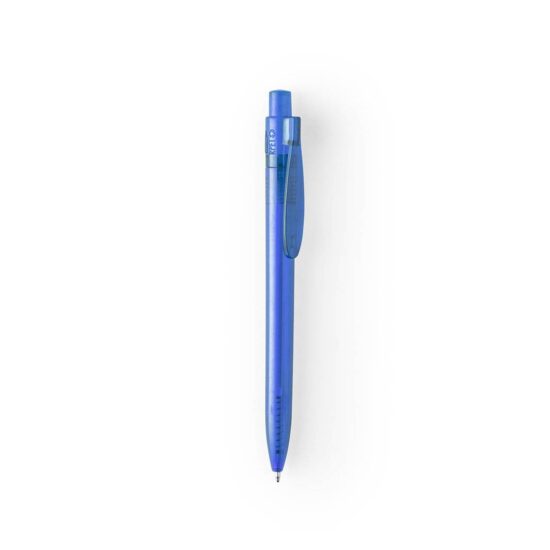 caneta azul translúcida de plástico reciclado