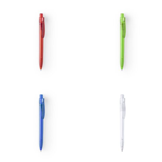 cores de canetas translúcidas de plástico reciclado