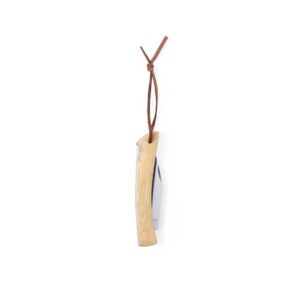 canivete de bambu fechado com lâmina de aço inoxidável