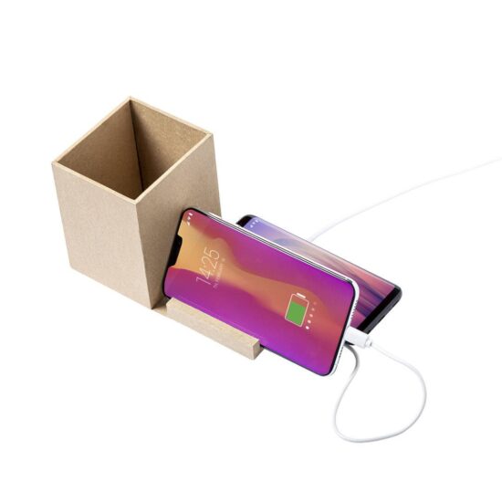 telemóveis a carregar em porta-canetas com carregador wireless de cartão