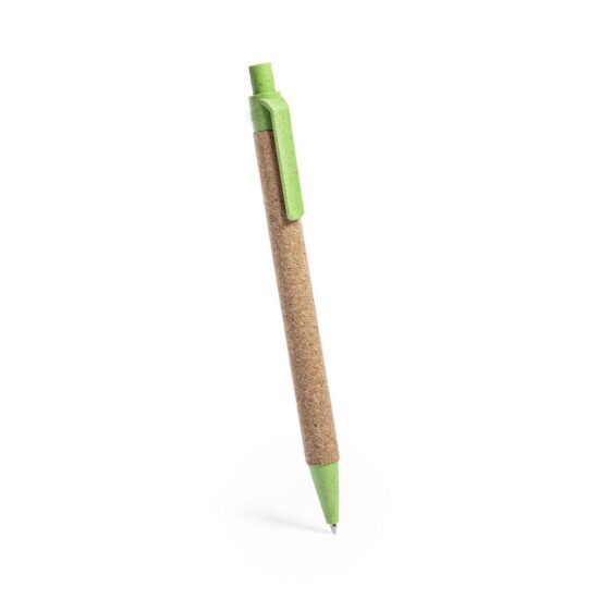 caneta em palha de trigo e cortiça verde