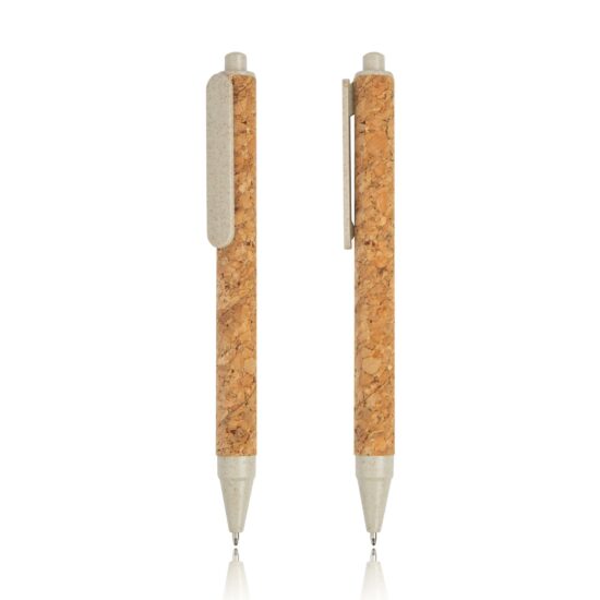 canetas natural em cortiça e palha de trigo