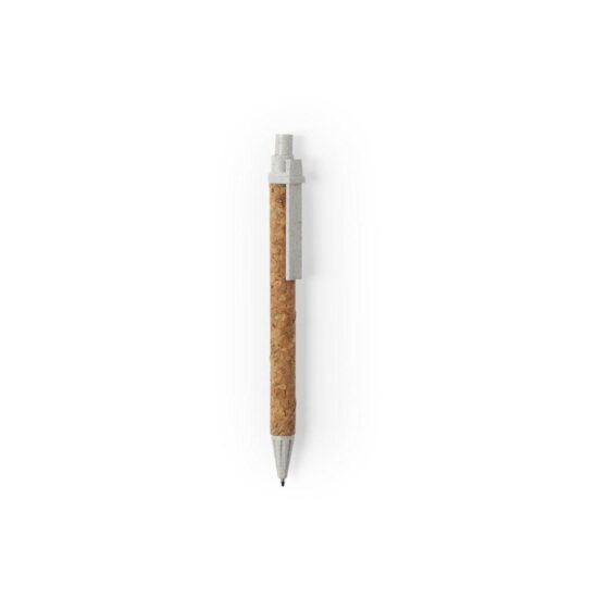 lateral de caneta em cortiça e palha de trigo de cor natural