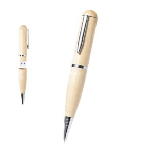 caneta de madeira com pen usb de 16GB integrada