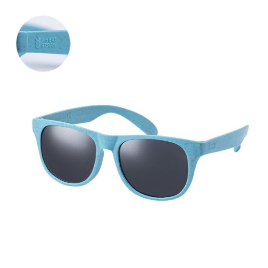 óculos azuis de sol em palha de trigo
