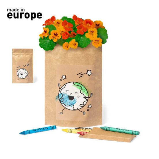 kit de sementeira em papel reciclado para colorir com lápis de cera