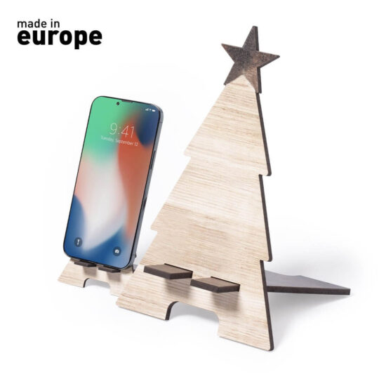 suporte de árvore de natal de madeira para telemóvel
