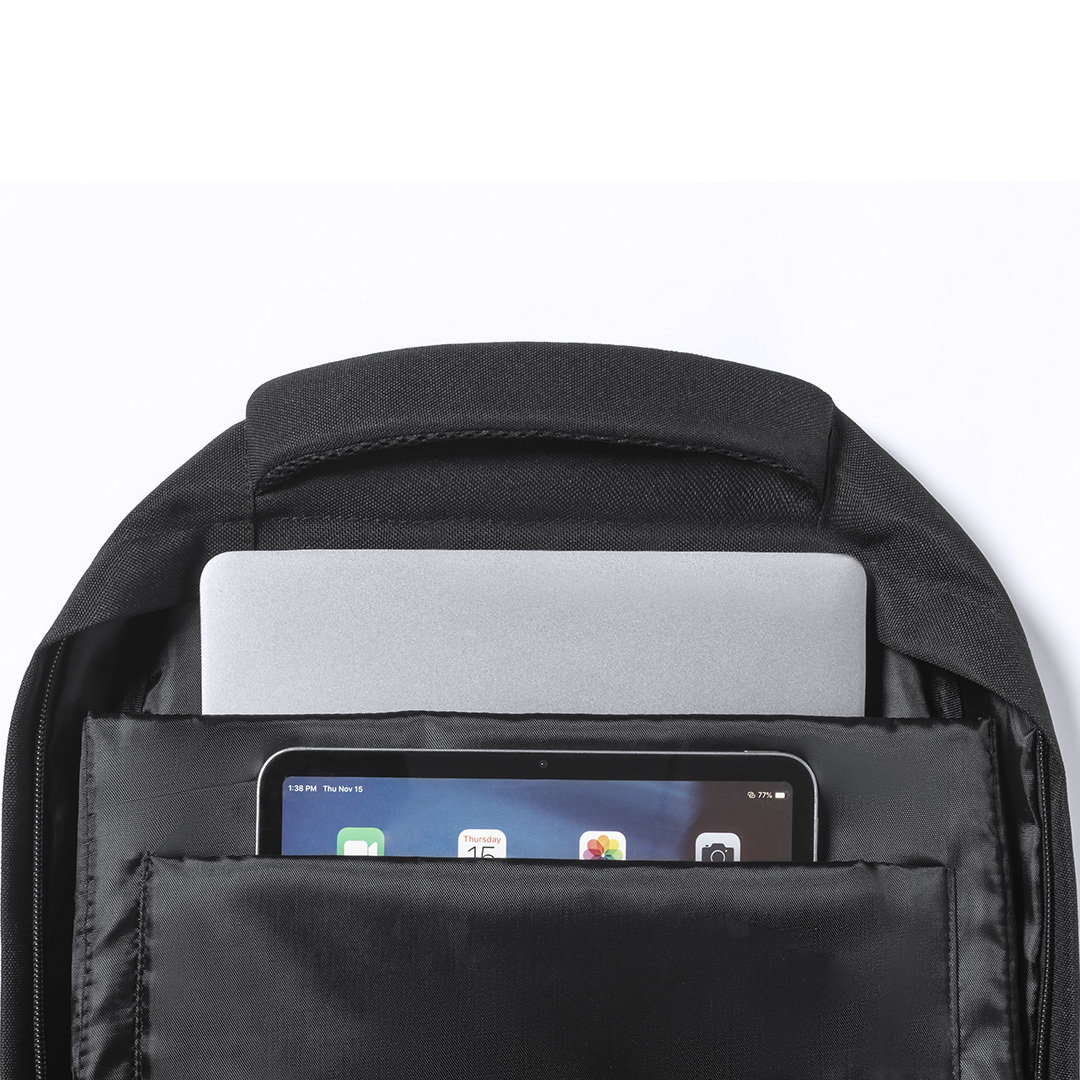 mochila em rpet (poliéster reciclado) para notebook e tablet
