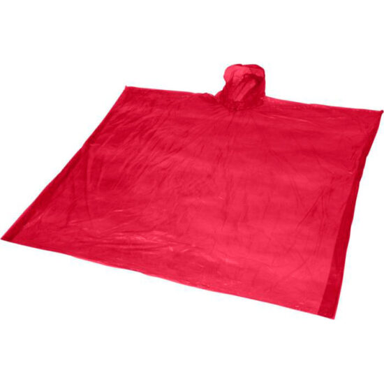 poncho impermeável com capuz em rpet vermelho
