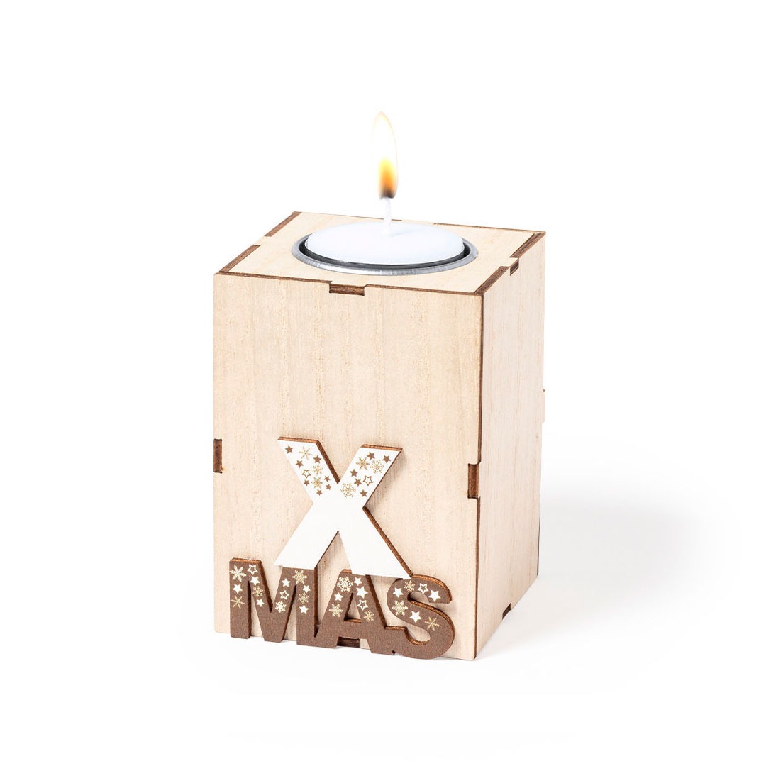 suporte para vela aromática de madeira - design natalicio