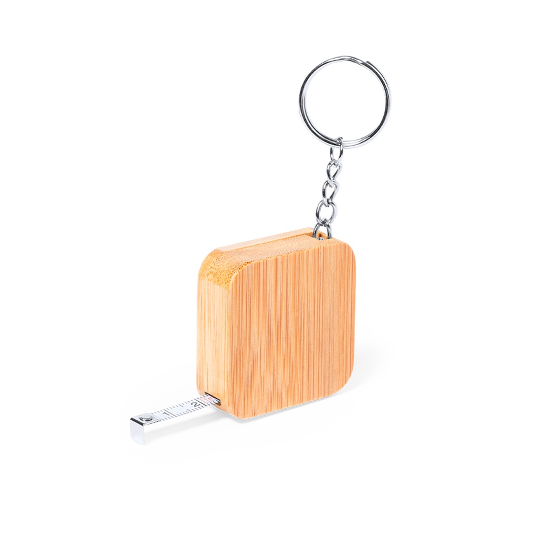 Fita métrica com porta chaves personalizável de bambu