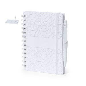 Kit com caderno e esferográfica personalizáveis feitos de extrato de pedras