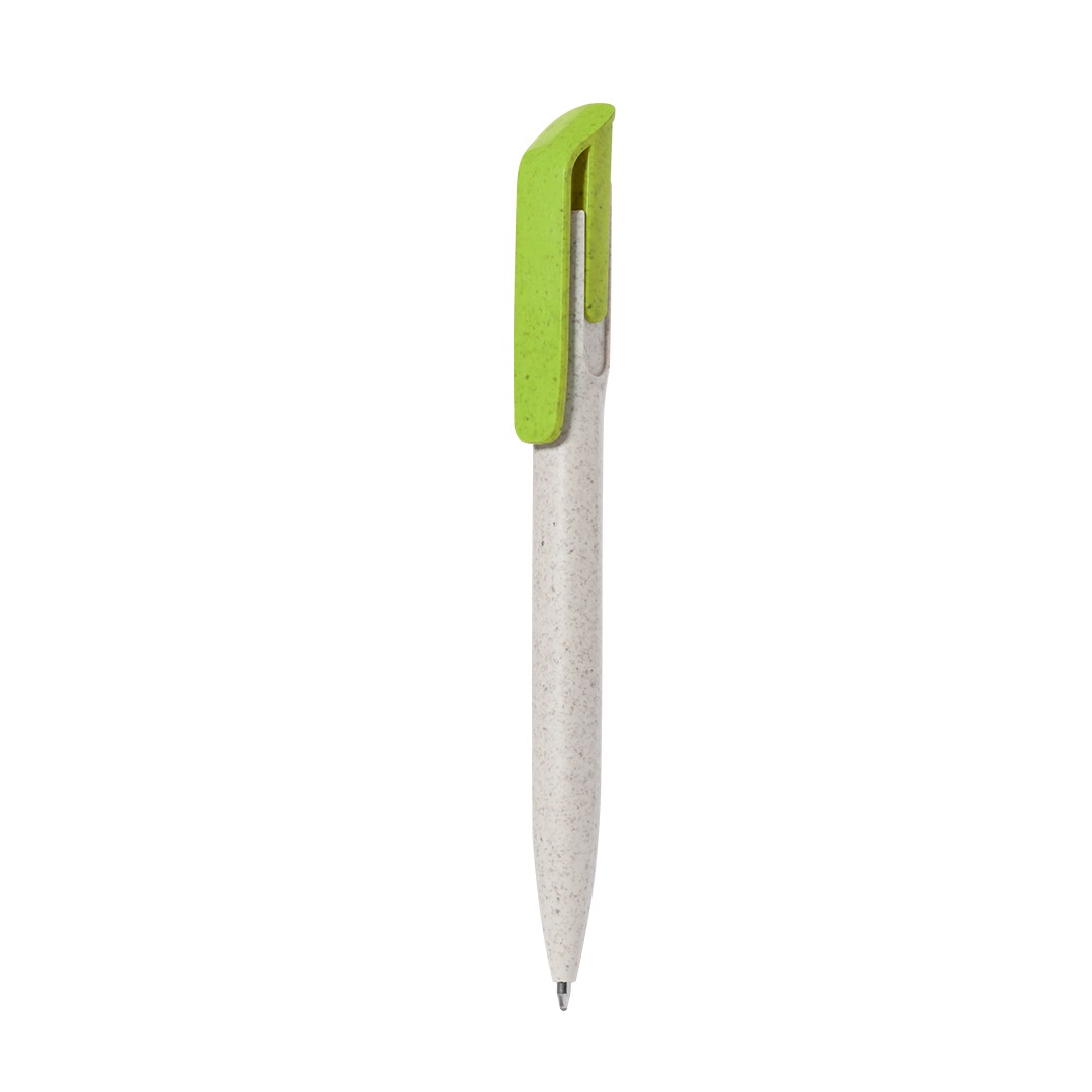Caneta personalizável de palha de trigo e ABS verde
