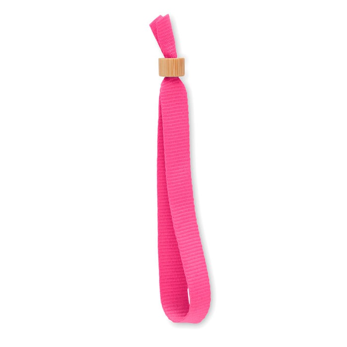 Pulseira de evento personalizável de RPET na cor fúcsia
