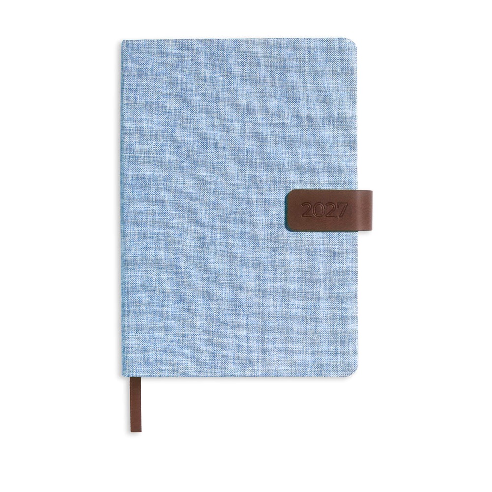 Agenda personalizável de linho 2027 azul claro