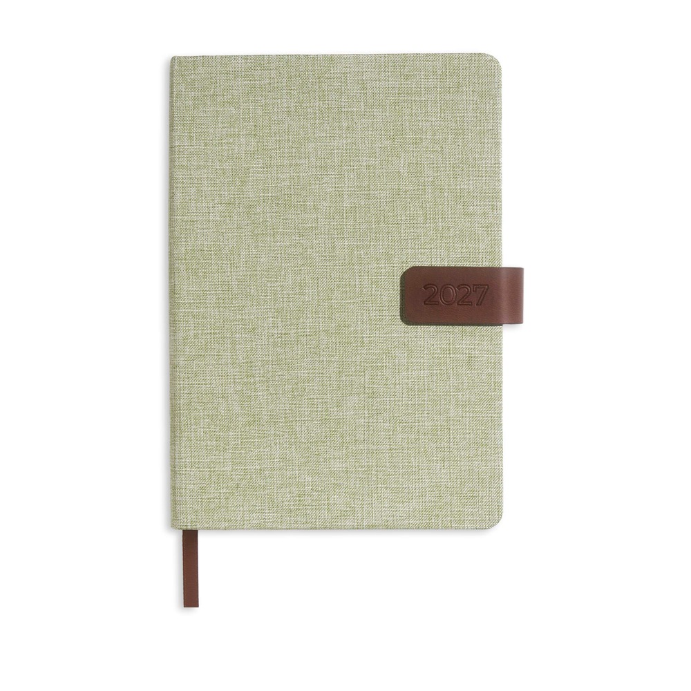 Agenda personalizável de linho 2027 verde claro