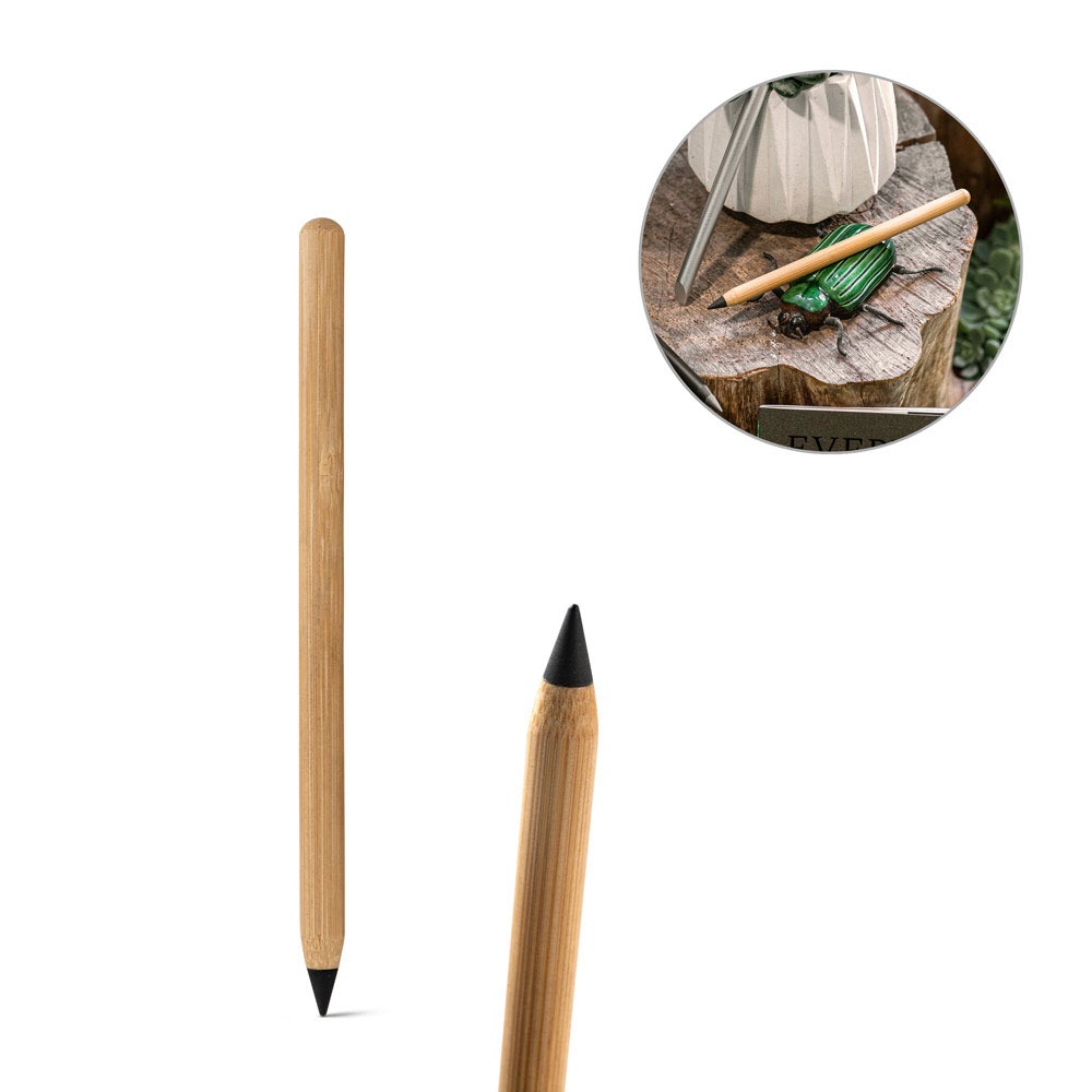 Caneta infinita personalizável de bambu sem tinta com design eco