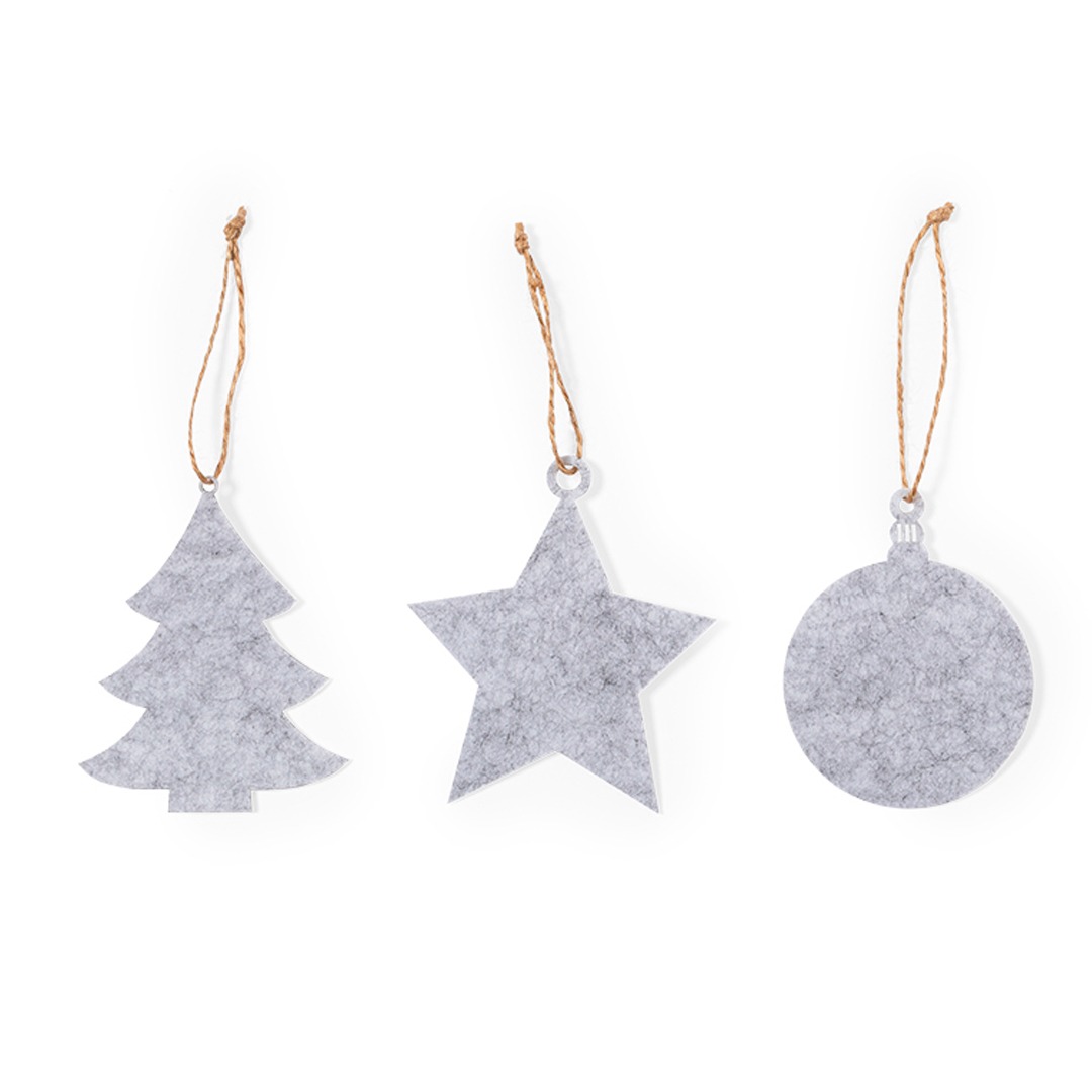 Conjunto de enfeites para natal em feltro RPET com 3 peças
