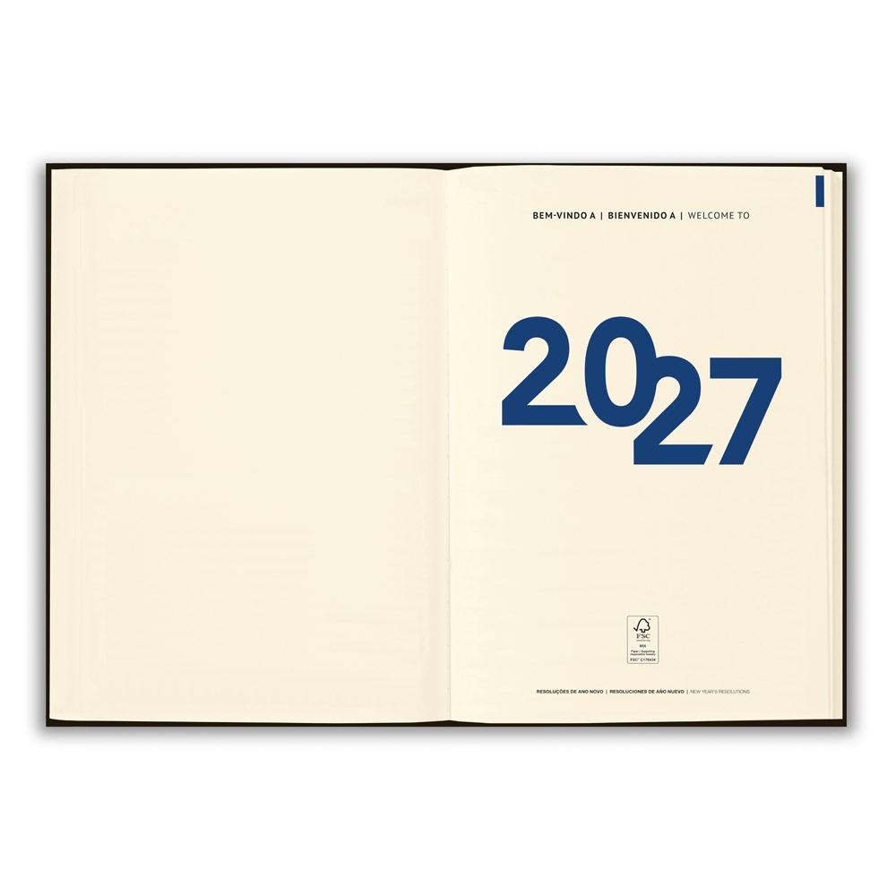Agenda personalizável de cortiça 2027 com plano semanal