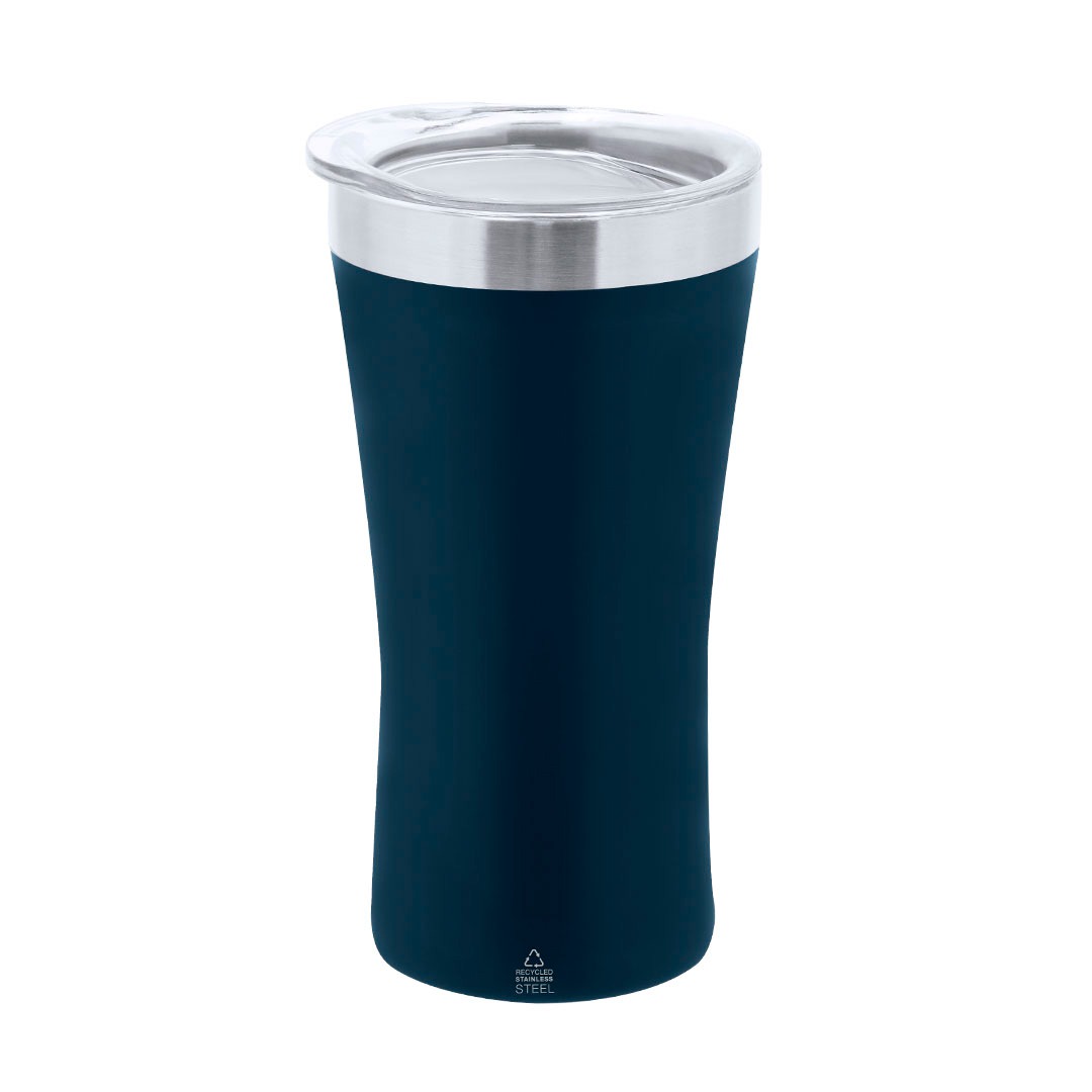 Copo térmico personalizável de aço inox reciclado azul marinho