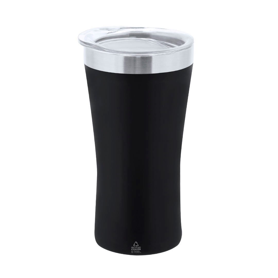 Copo térmico personalizável de aço inox reciclado preto