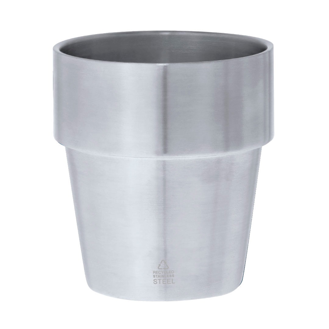 Copo térmico personalizável de aço inox reciclado prata