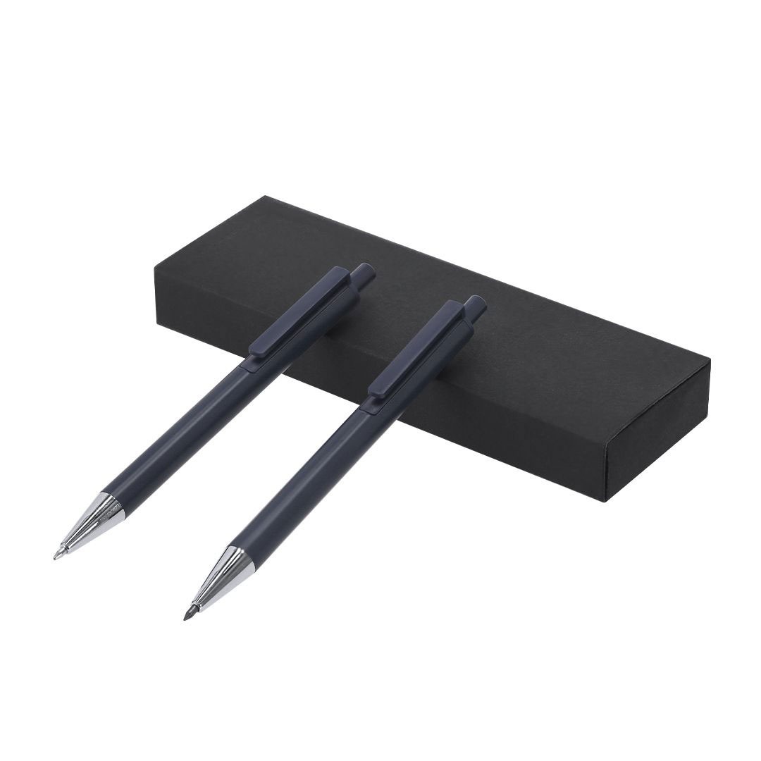 Caneta personalizável de aluminio reciclado azul marinho