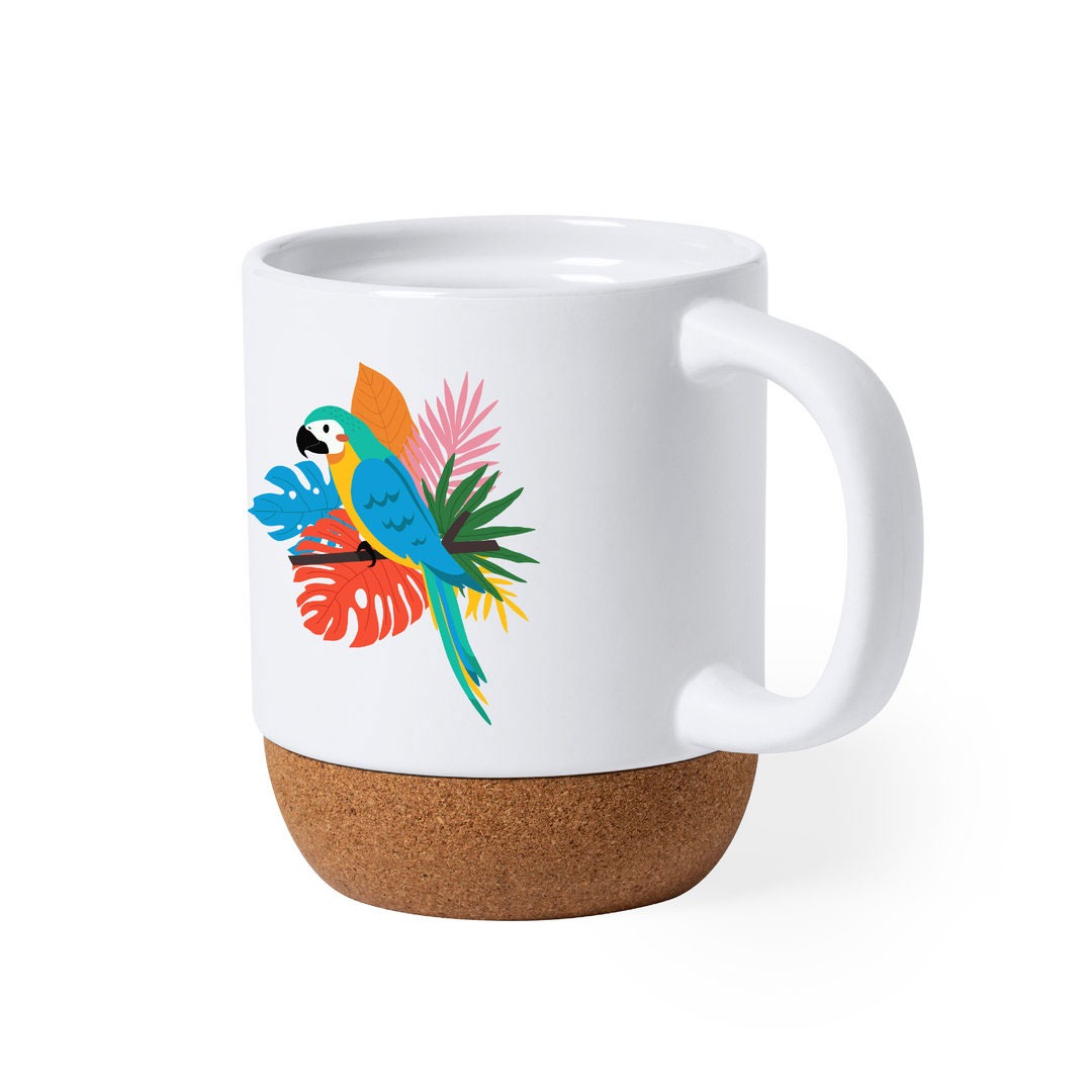 Caneca personalizável de cerâmica e cortiça com 420ml de capacidade