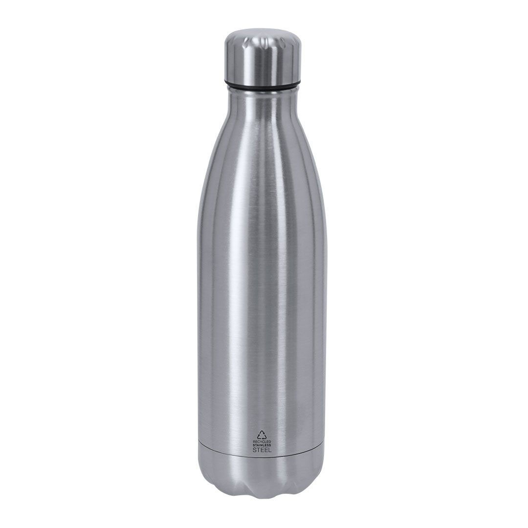 Garrafa personalizável de aço inoxidável prateada