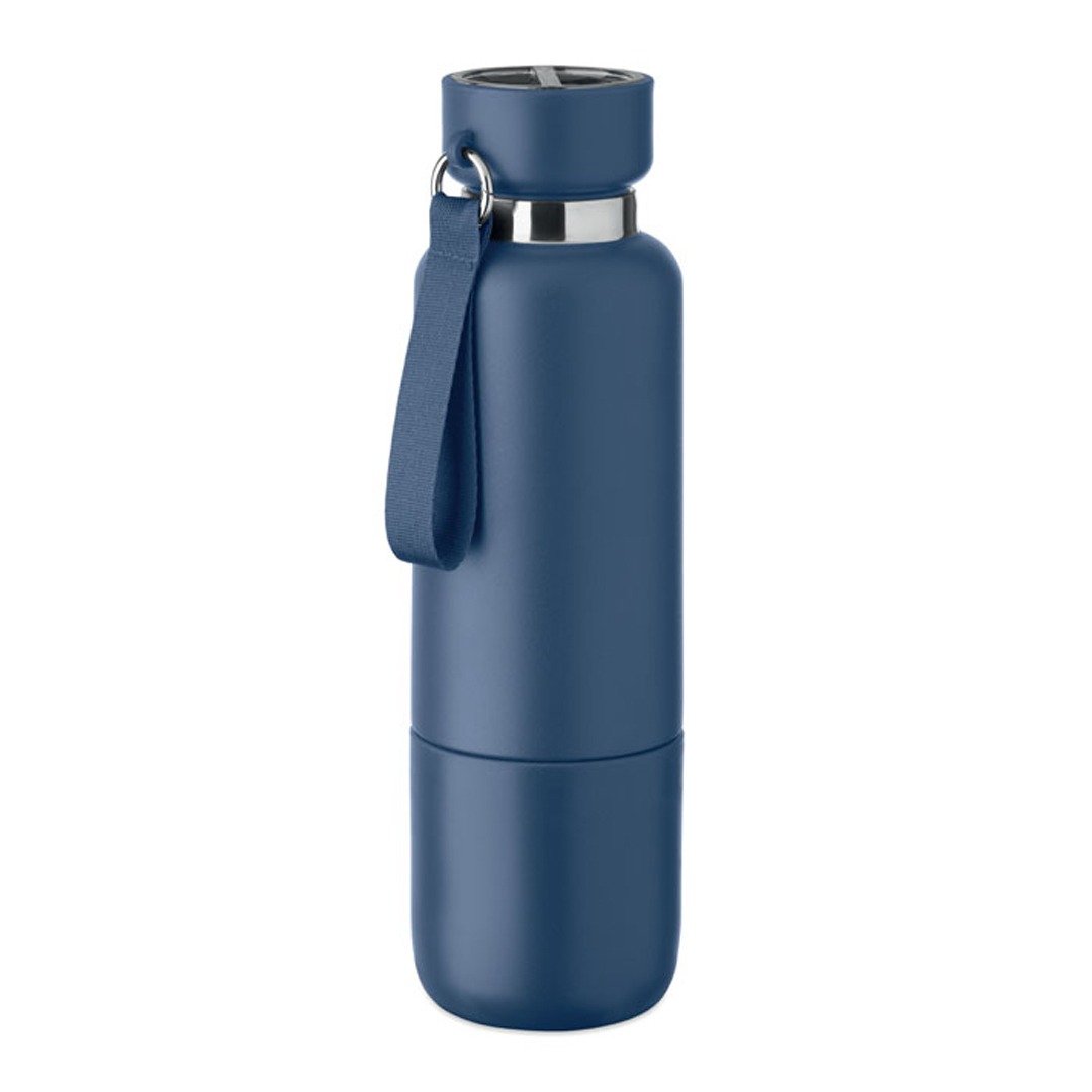 Garrafa personalizável de aço inox reciclado azul marinho