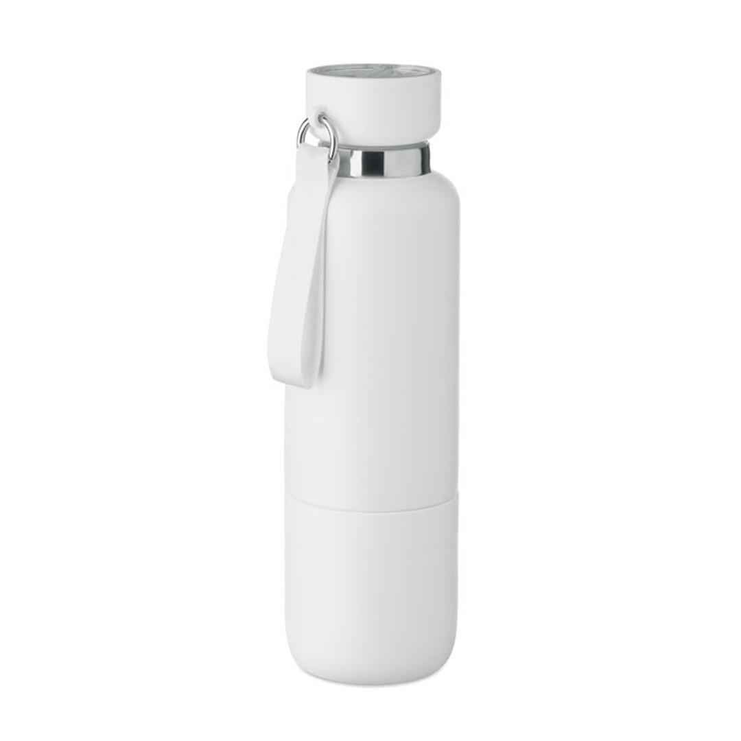 Garrafa personalizável de aço inox reciclado branca