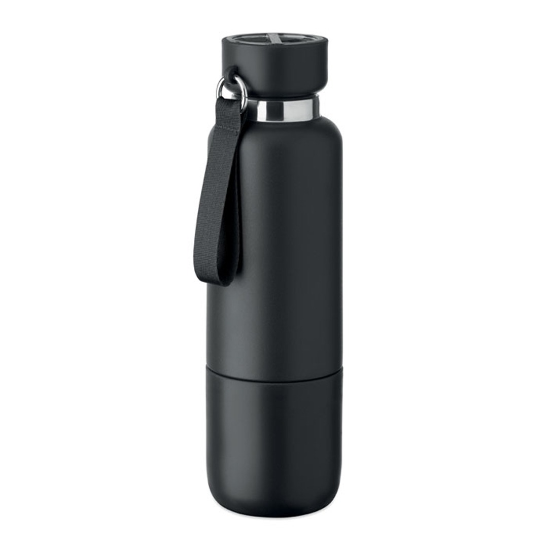 Garrafa personalizável de aço inox reciclado preto