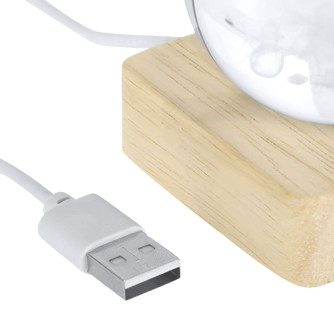 Enfeite natalício personalizável de madeira e vidro USB
